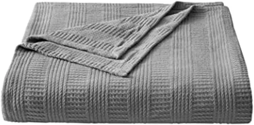 Vista 3 de Nautica - Manta tamaño Queen, ropa de cama tejida de algodón texturizado, ideal para cama o sofá, certificado Oeko-Tex (rayas grises)