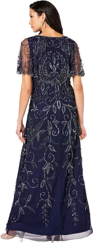 Vista 3 de Roaman's Women's Plus Size Glam Maxi Dress Beaded Formal Evening Capelet Gown