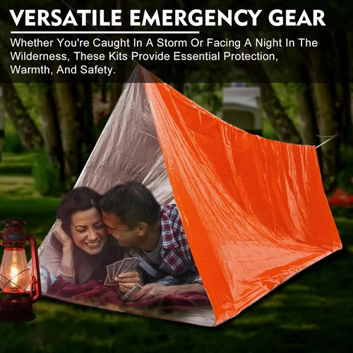 Vista 6 de ANLOKE Tienda de supervivencia de emergencia Refugio - Kit de supervivencia para tienda de campaña de tubo de emergencia Mylar para 2 personas