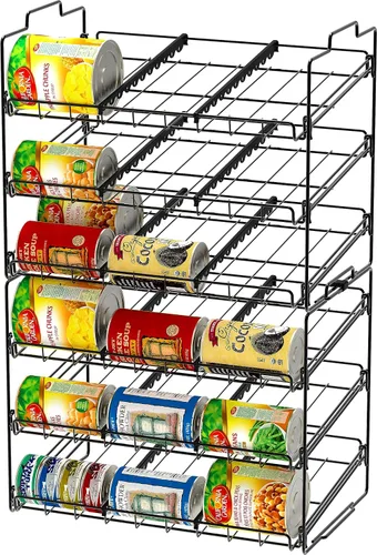Vista 7 de Organizador de latas apilable de Deco Brothers para cocina y despensa, 3 niveles, negro