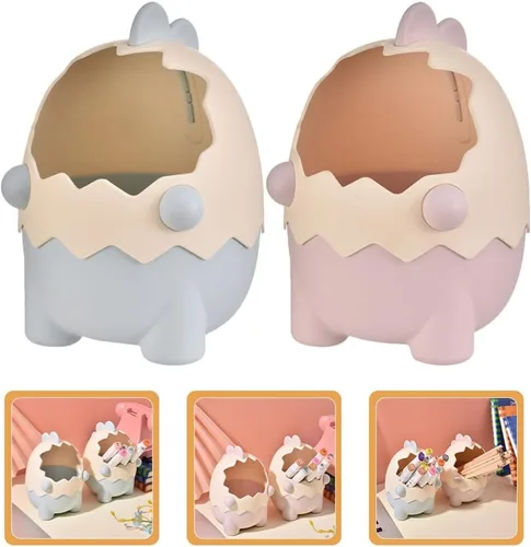 Vista 5 de Holibanna Organizador de escritorio Kawaii para bolígrafos, brochas de maquillaje y papelería, contenedor de almacenamiento de capacidad, 2