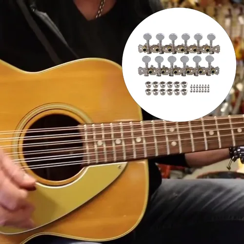 Vista 6 de Cromado 12 Cuerdas Guitarra Acústica Cabeza Máquina 6L6R