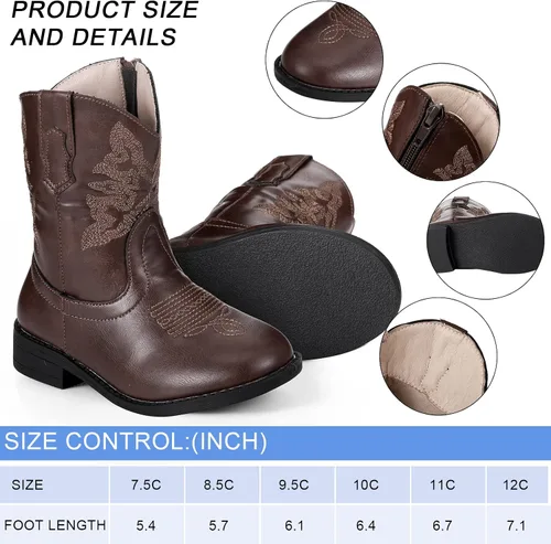 Vista 3 de Cowboy Accessory Set, Include Toddler Boys Cowboy Boots, Kids Felt Cowboy Hat with Bandanna, Kids