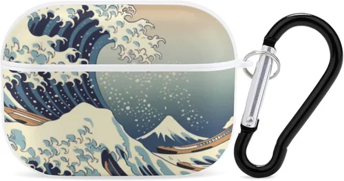 Vista 9 de Great Wave Mount Fuji - Funda compatible con AirPod Pro 2019 con llavero protector a prueba de golpes Estilo negro.