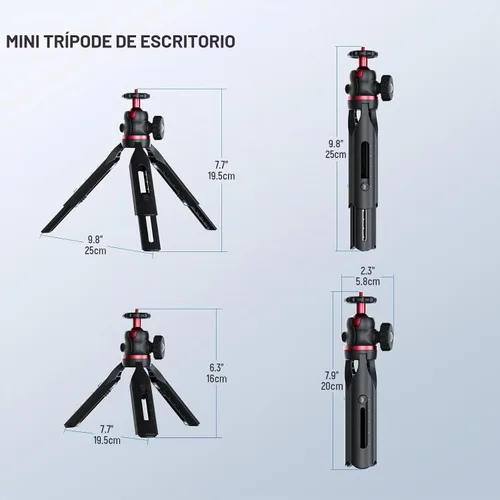 Vista 9 de NEEWER Versión de entrada Mini trípode para cámara, 360° pequeño soporte de escritorio portátil para DSLR, webcam, teléfono celular, soporte