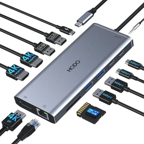 Vista 11 de Adaptador multipuerto USB-C para MacBook Air/Pro - Dongle HDMI 6 en 1 con puertos 4K, USB 3.0, lector de tarjetas SD/TF para MacBook M1/m2/m3/m4