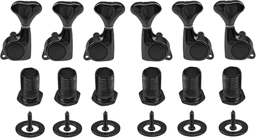 Vista 2 de Juego de 6 cabezales de máquina de guitarra Yootones sellados, afinadores de repuesto 3L+3R compatibles con guitarras eléctricas o acústicas Strat