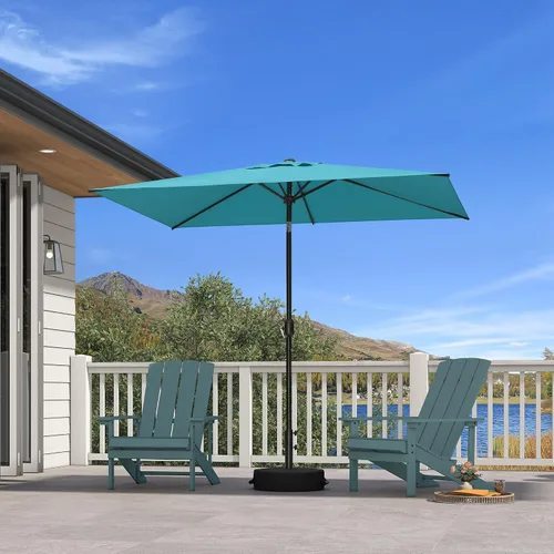 Vista 25 de PURPLE LEAF Sombrilla LED para patio y piscina, 5 x 8 pies, con base para Beige