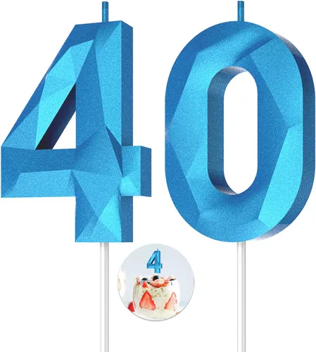 Vista 120 de Velas de cumpleaños con números (0 velas negras), forma de diamante 3D, decoración de pastel de feliz cumpleaños para niños y hombres, cumpleaños