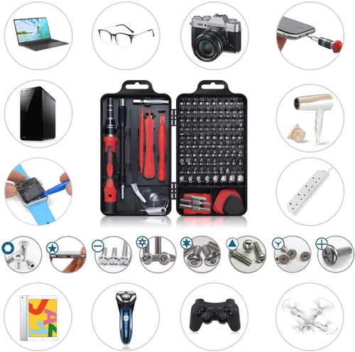 Vista 7 de oGoDeal 155 en 1 juego de destornilladores de precisión, kit profesional de herramientas de reparación electrónica para computadora, gafas, iPhone