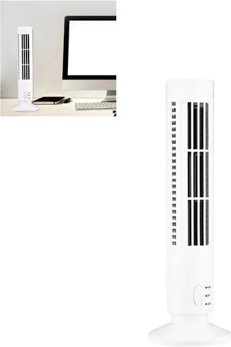 Vista 6 de Yosoo Mini Desktop Tower Fan Portable USB Bladeless Fan 2 Speeds Quiet Cooling with Remote Control for Bedroom Office Home (White)