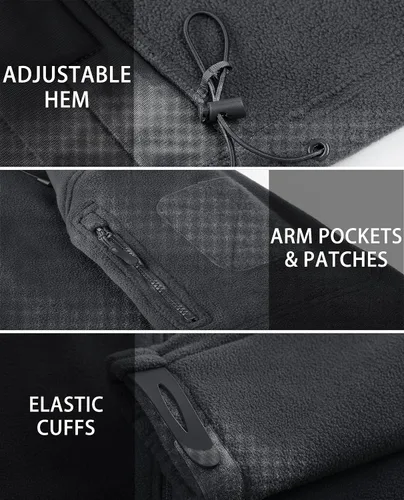 Vista 5 de TACVASEN Chaquetas tácticas con capucha para hombre, forro polar, para senderismo, caza, múltiples bolsillos
