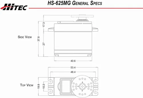 Vista 6 de Hitec 32625S HS-625MG - Engranaje metálico de alta velocidad 2BB Servo 14.9 libras (6.8 pulgadas)