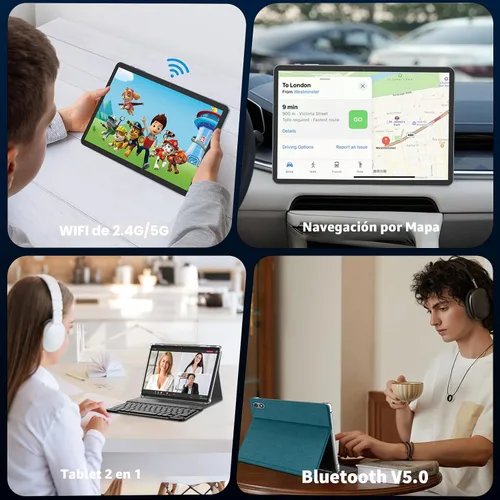 Vista 7 de Tablet Android 2026 de 10 pulgadas, tableta Android 15 con teclado, 24 GB+256 GB+2 TB expandir, tabletas 2 en 1 con Gemini AI, 8 núcleos, 8000 mAh