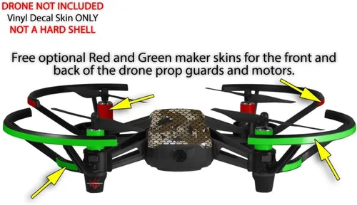 Vista 3 de Skin Wrap 2 Pack para DJI Ryze Tello Drone hexagonal de malla de camuflaje 01 café Drone No Incluidas