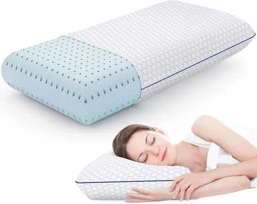 Vista 11 de CushyOasis - Almohadas de espuma viscoelásticas para dormir de lado, espalda y boca abajo, almohada de cama con funda lavable y malla transpirable