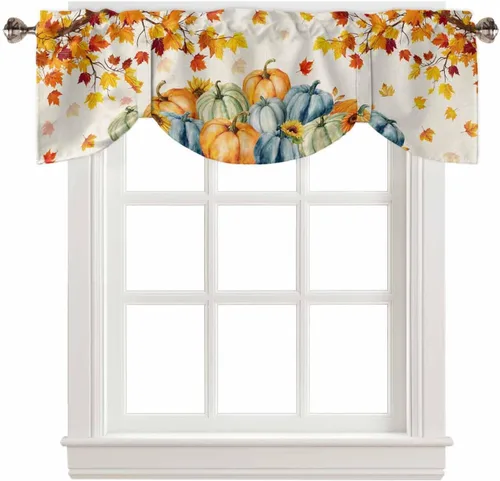 Vista 18 de Cenefas de Navidad de invierno para ventanas, cortinas de cocina con bolsillo para barra, cortinas con aislamiento térmico para ventana de baño