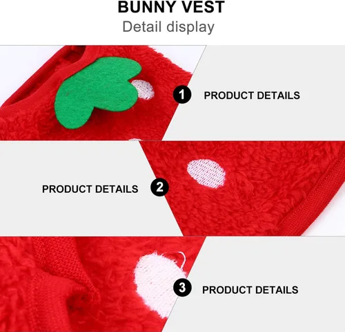 Vista 3 de POPETPOP Ropa de conejo para conejitos – Trajes de conejillo de Indias ropa de conejito de forro polar, suéter de conejillo de indias, chaleco
