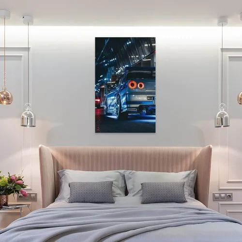 Vista 8 de Jdm Art - Póster para colgar en lienzo con diseño de automóvil japonés, color azul, para decoración de pared, para el hogar, 16 x 24 pulgadas
