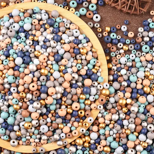 Vista 7 de ToBeIT 1000 cuentas de madera de macramé, cuentas redondas de colores de granja para manualidades, fabricación de joyas (azul-0.315 pulgadas)