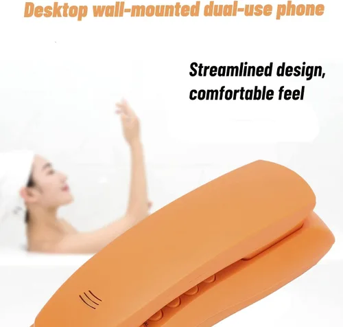 Vista 3 de Estink Teléfono de escritorio montado en la pared, teléfono fijo delgado portátil con exquisita mano de obra, adecuado para el hogar, oficina