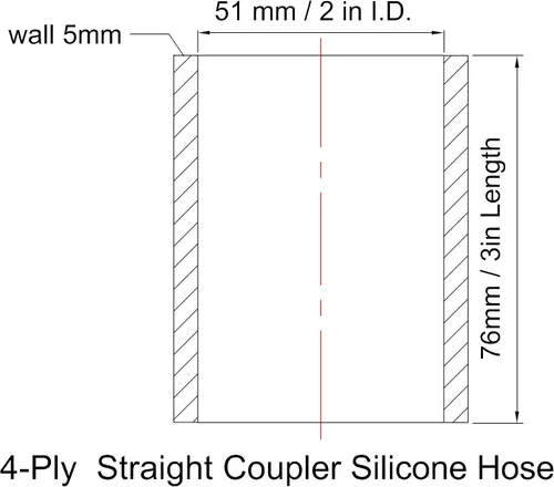 Vista 3 de Acoplador de manguera de silicona recta de 2 pulgadas ID con abrazaderas de manguera de acero inoxidable, acoplador de silicona de 2" de alta