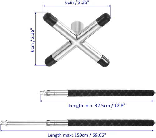 Vista 3 de M METERXITY Retractable Billiards Cue Stick Bridge with Removable Brass Bridge Head - EVA Handle Billiards Table Accessory, Apply to Party/Club/Home