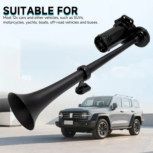 Vista 2 de Bocinas de aire para camión, kit de bocina de tren súper fuerte para vehículo de 12V/camión semi/coche/barco/jeep/furgoneta/motocicleta/SUV, bocina