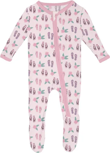Vista 34 de KicKee Baby & Toddler - Pijama de viscosa ultrasuave de bambú con patas abatibles y puños