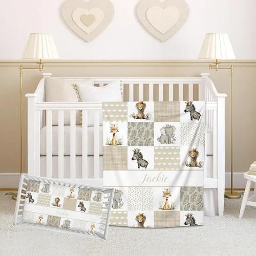 Vista 9 de Juego de ropa de cama personalizado para cuna de bebé para niñas, juego de ropa de cama personalizada para cuna con nombre, ropa de cama colorida