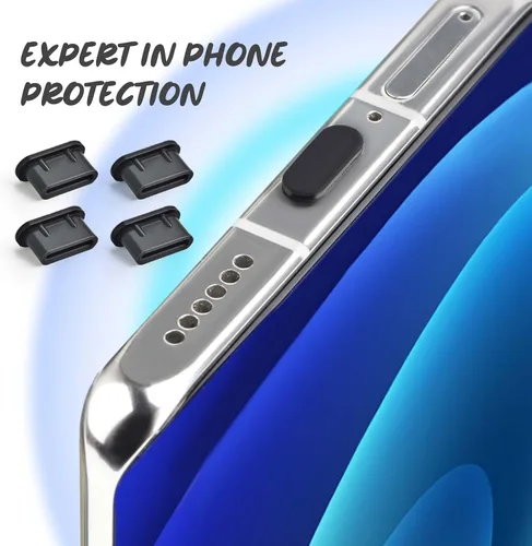 Vista 7 de Enchufe antipolvo USB C tipo C antipolvo cubierta USB C protector de puerto de carga tipo C con cepillo de limpieza para iPhone 15 Samsung