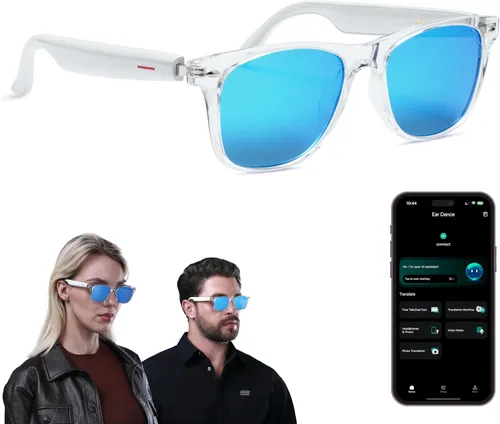 Vista 9 de LIMU Gafas de sol inteligentes Gen 5 AI – Gafas de sol inteligentes de diseño alemán con intérprete de IA en tiempo real, audio Bluetooth de oreja