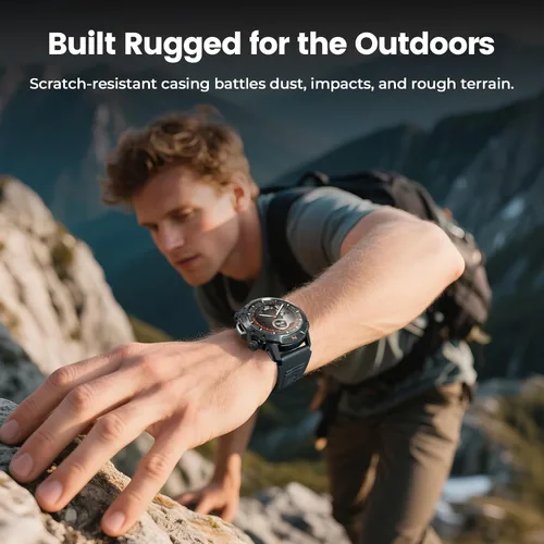 Vista 9 de WalkerFit Reloj inteligente para hombres, pantalla AMOLED redonda de 1.43", 5 ATM resistente al agua, monitor de frecuencia cardíaca y sueño