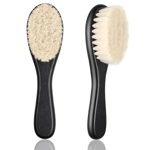 Vista 2 de Shappy 2 piezas de cepillo de peluquero para hombre, cepillo de barba para el cuello, herramienta de aseo suave con mango de madera para kits
