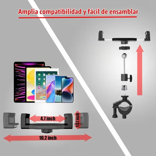 Vista 4 de Kereal Soporte para tableta para soporte de micrófono con cabezal de bola de 360° y adaptador de 3/8 a 1/4, soporte de micrófono, soporte de música