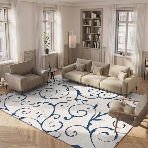 Vista 23 de SAFAVIEH Florida Shag Collection - Alfombra decorativa, 2 x 3 pies, color crema y beige, diseño de volutas, no desprende pelusa y fácil de limpiar
