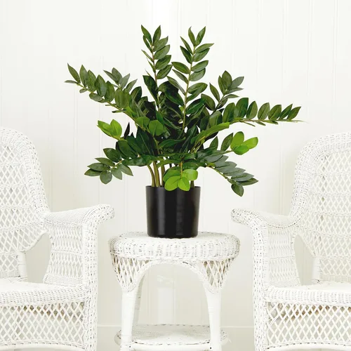 Vista 7 de Nearly Natural - Planta artificial ZZ de 28 pulgadas, planta Zamioculcas con maceta decorativa