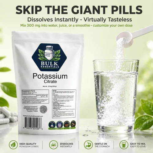 Vista 2 de Suplemento de citrato de potasio, 8.82 oz de polvo puro, 300 mg por porción