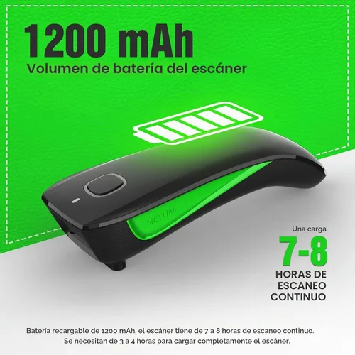 Vista 7 de Mini escáner de código de barras compatible con Bluetooth, lector de código de barras portátil de NETUM 1D CCD Bar Code Scanner, 2.4G Cordless
