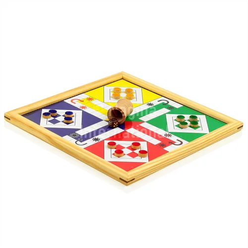 Vista 7 de Madera de pino hecha a mano hecha a mano 2 en 1 Ludo serpientes magnéticas y escaleras juego de mesa de viaje completo para adultos y familia