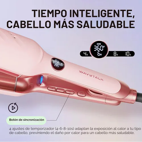 Vista 6 de Wavytalk Engarzador de cabello Power Wave, ondulador iónico para menos daño Rosa