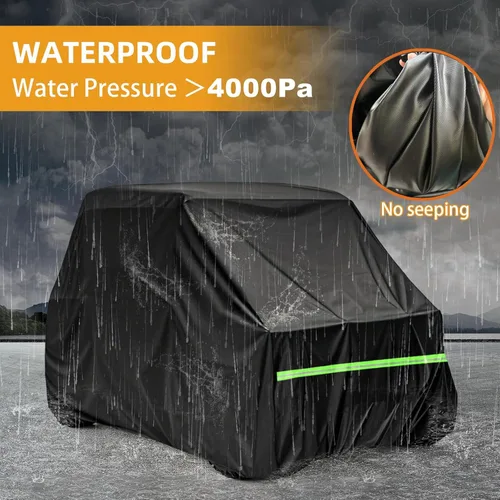 Vista 4 de Funda para UTV de 2 a 3 plazas, 600D resistente, 126 x 70 x 75 pulgadas Waterproof, Windproof, UV Resistant, Reflective Strips, Compatible with