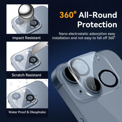 Vista 2 de Protector de lente de cámara para iPhone 13 de 6.1 pulgadas/iPhone 13 Mini de 5.4 pulgadas, vidrio templado 9H, Ultra HD, resistente a los arañazos