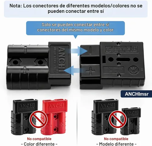 Vista 2 de Conector de alimentación de 50 amperios, desconexión rápida de 50 A, 600 V, 2 pares (4 unidades) para conector de batería de 50 amperios