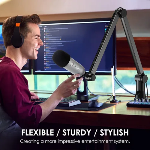Vista 6 de Youshares Blue Yeti - Soporte de micrófono con filtro pop, brazo de micrófono de alta calidad, brazo de brazo resistente con gestión de cables