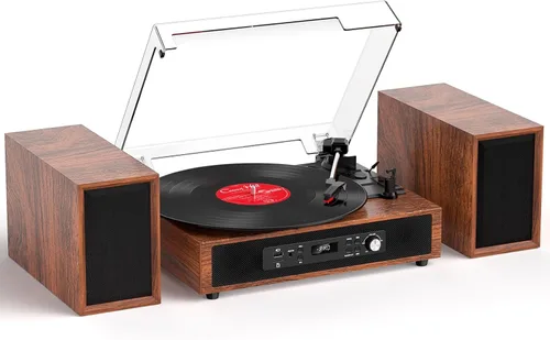 Vista 17 de Reproductor de discos de vinilo con 4+2 altavoces estéreo externos, negro