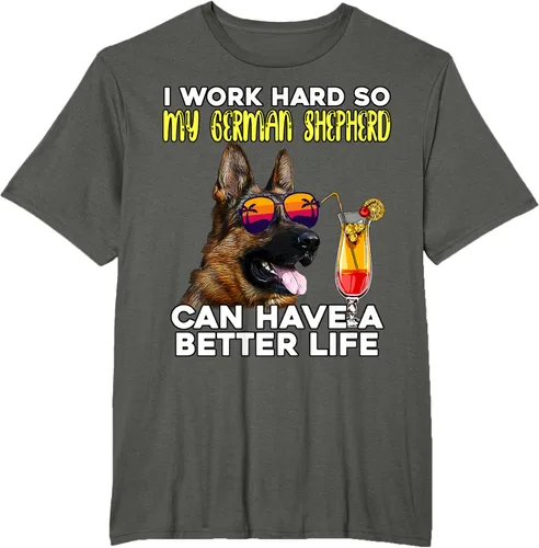 Vista 5 de Camiseta I Work Hard So My German Shepherd Can Have A Better Life Negro
