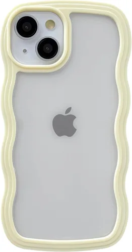 Vista 7 de Caseative Funda para iPhone 13, color negro Forma de marco de onda rizada linda a prueba de golpes suave