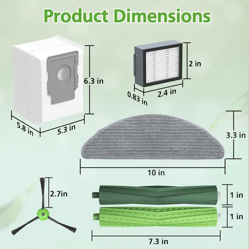 Vista 8 de Piezas de repuesto para iRobot Roomba Combo i5, i5+, j5, j5+ robot aspirador, kit de accesorios: cepillos de goma dobles multisuperficie + 4 filtros