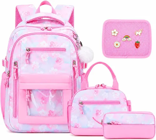 Vista 14 de 4PCS Girls Backpack Pin Display Ita Bag with Lunch Box B-negro Bloom